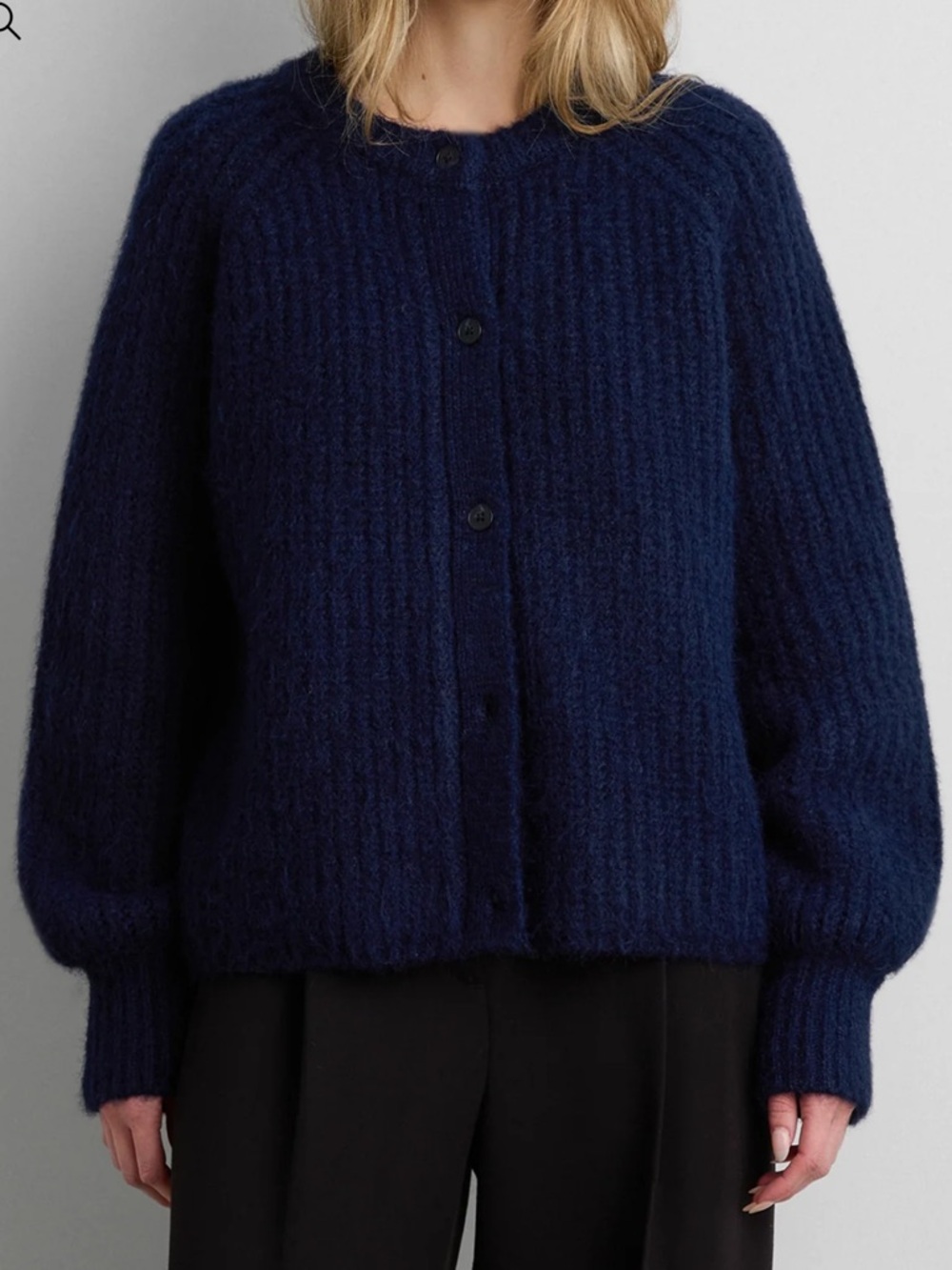 OAK + FORT Navy Raglan Sleeve Cardigan (NWT, Size S)